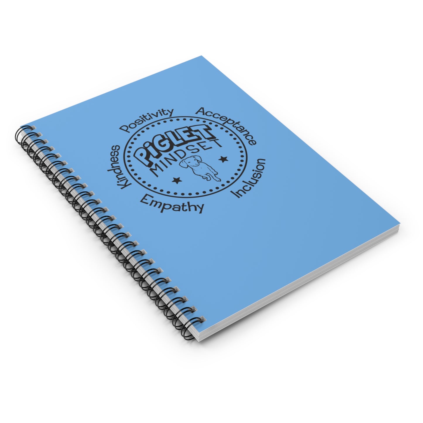 Blue Piglet Mindset Retro Spiral Notebook - Ruled Line