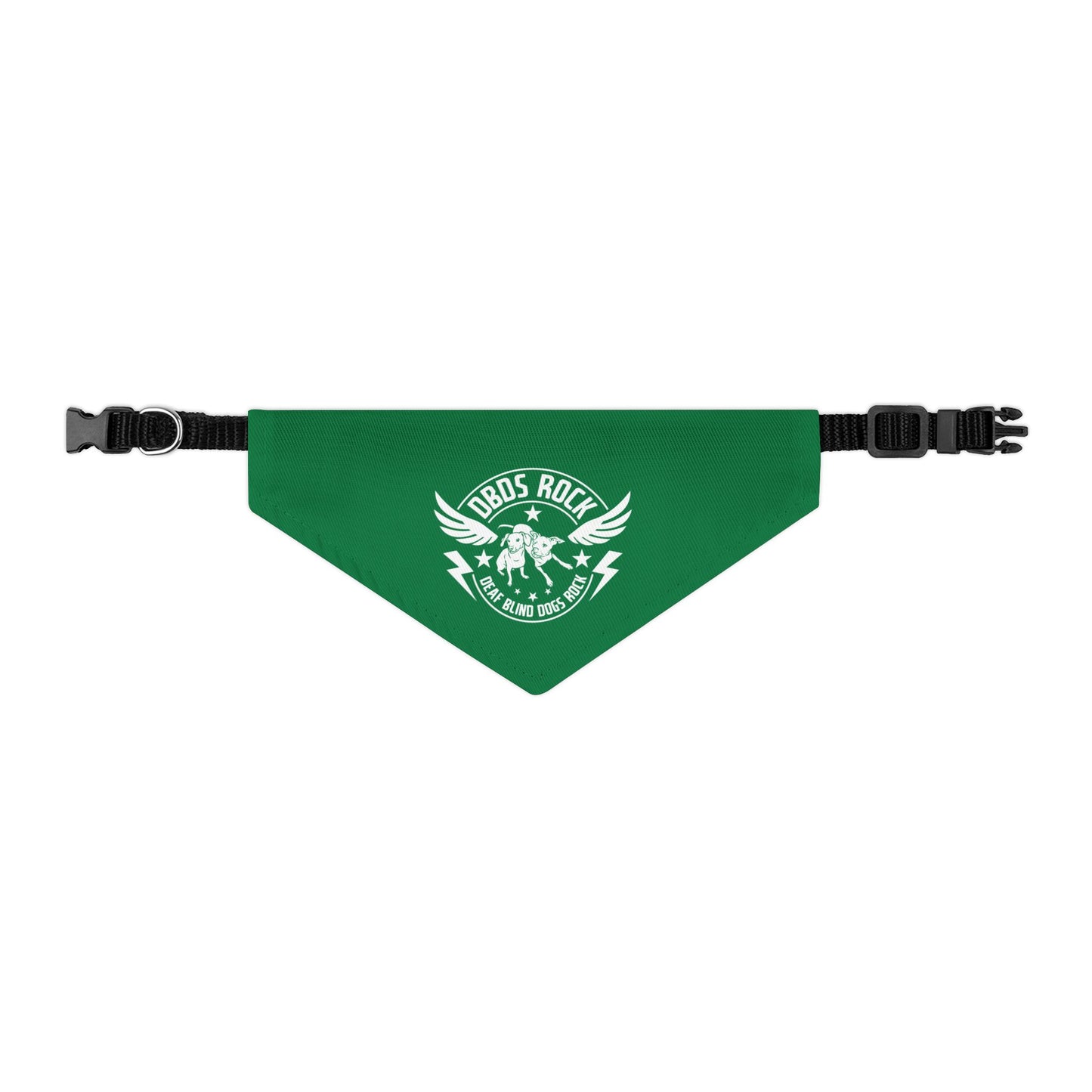 Green DBDR (Deaf Blind Dogs Rock) Bandana Collar - Stylish Dog Accessory for Celebrations, Holidays & Everyday Wear