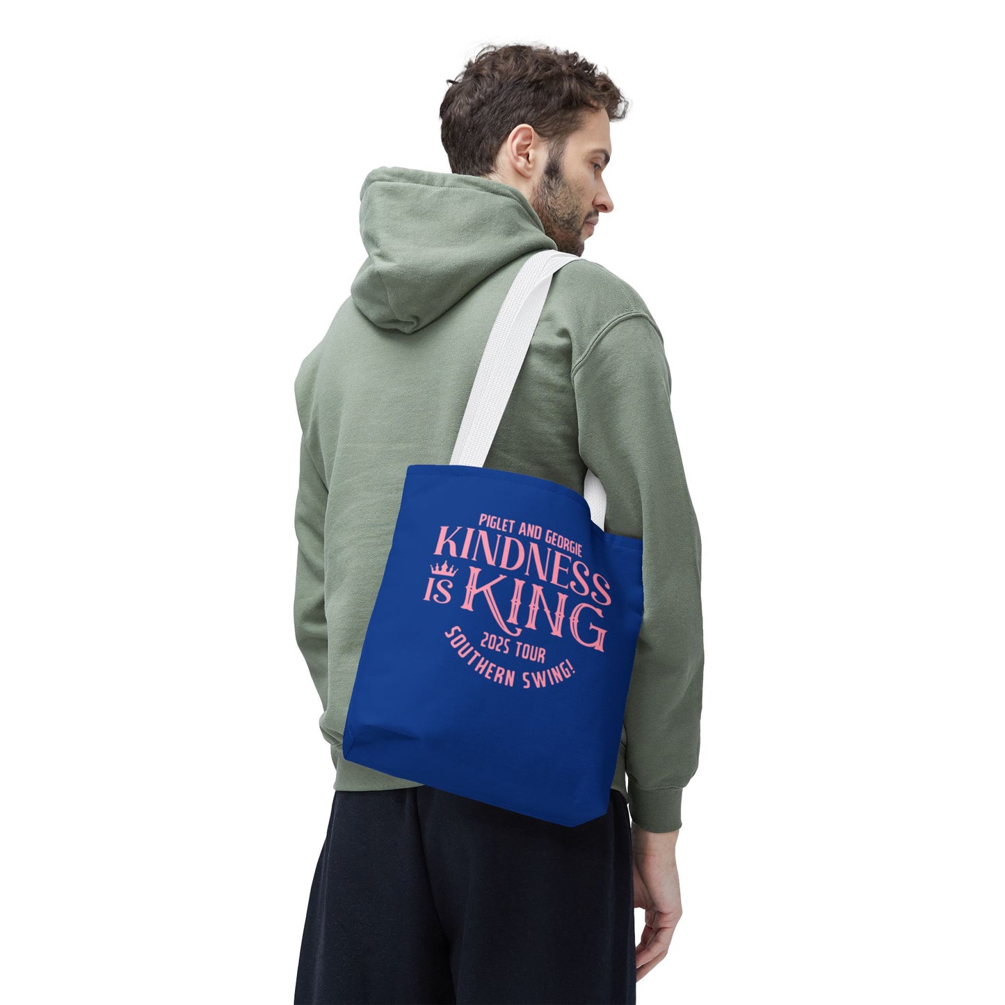 Kindness is King Southern Swing/Piglet Mindset Retro Tote Bag- Inspirational Blue Tote for Piglet Fans in the South!