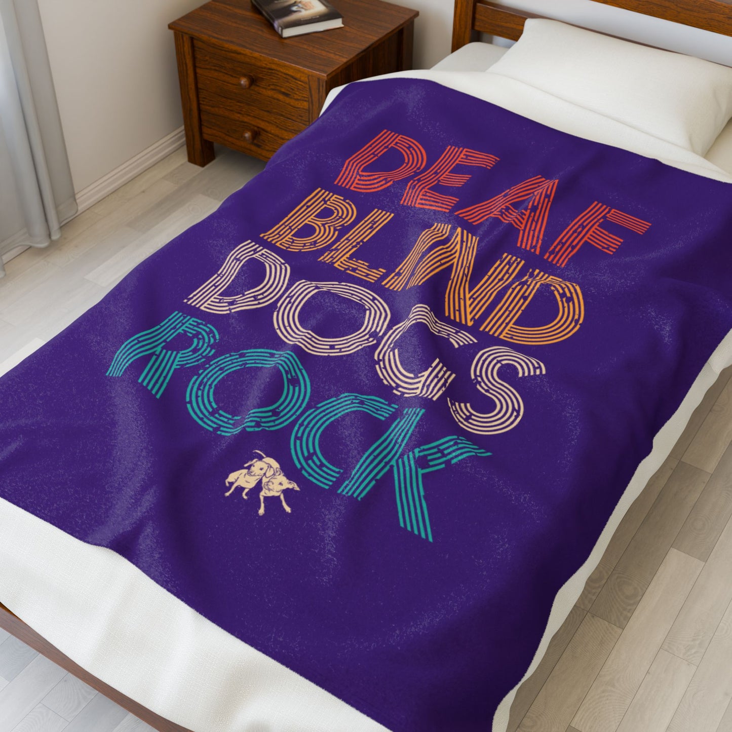 Deaf Blind Dogs Rock Plush Blanket | Perfect Gift for Dog Lovers | Cozy Home Decor | Animal Rescue Fundraiser