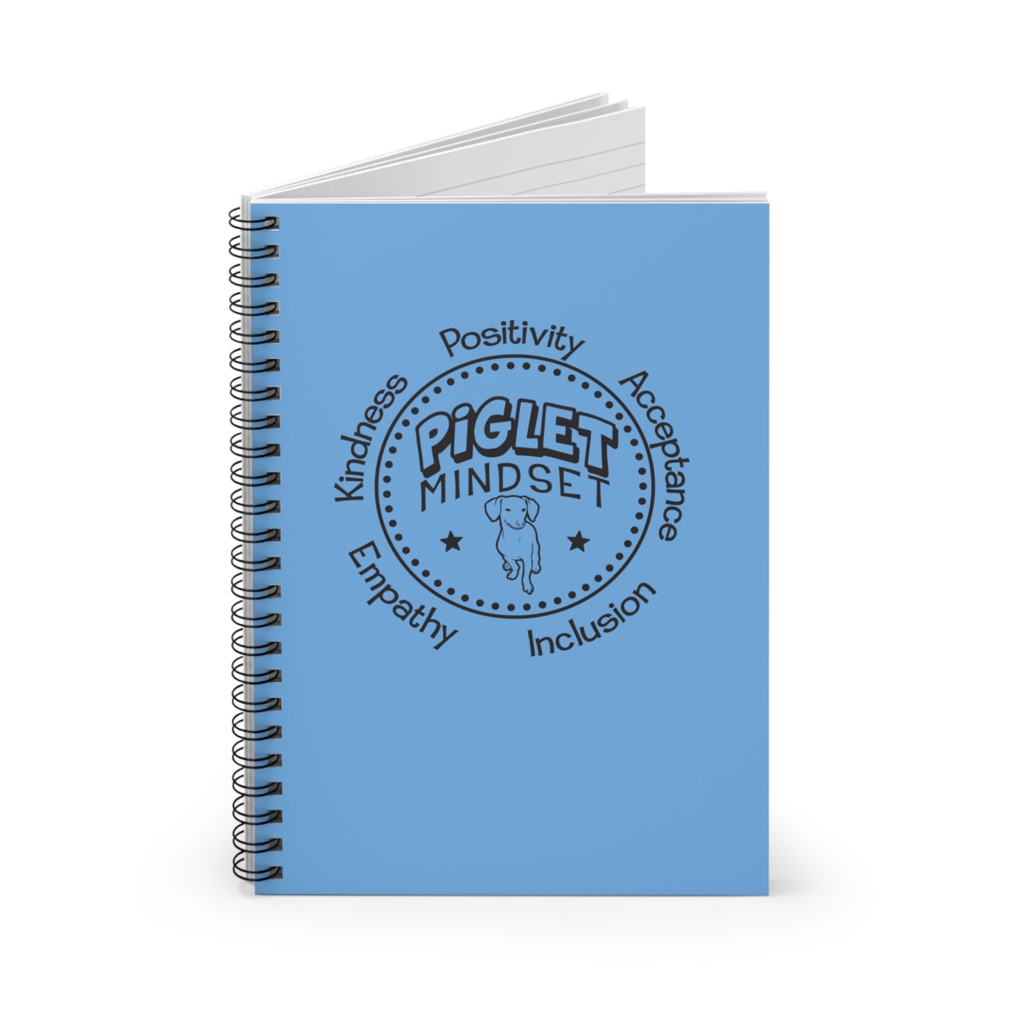 Blue Piglet Mindset Retro Spiral Notebook - Ruled Line