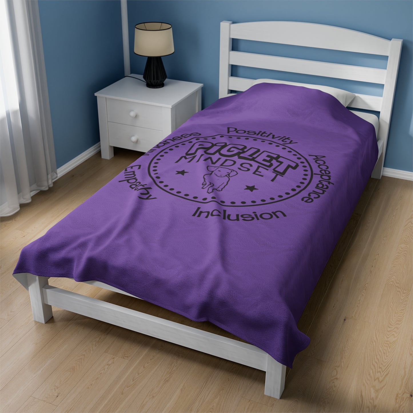 Piglet Mindset Retro Purple Velveteen Plush Blanket