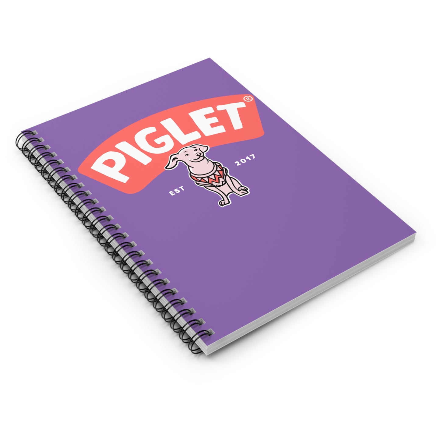 Purple Piglet Spiral Notebook - Ruled Line