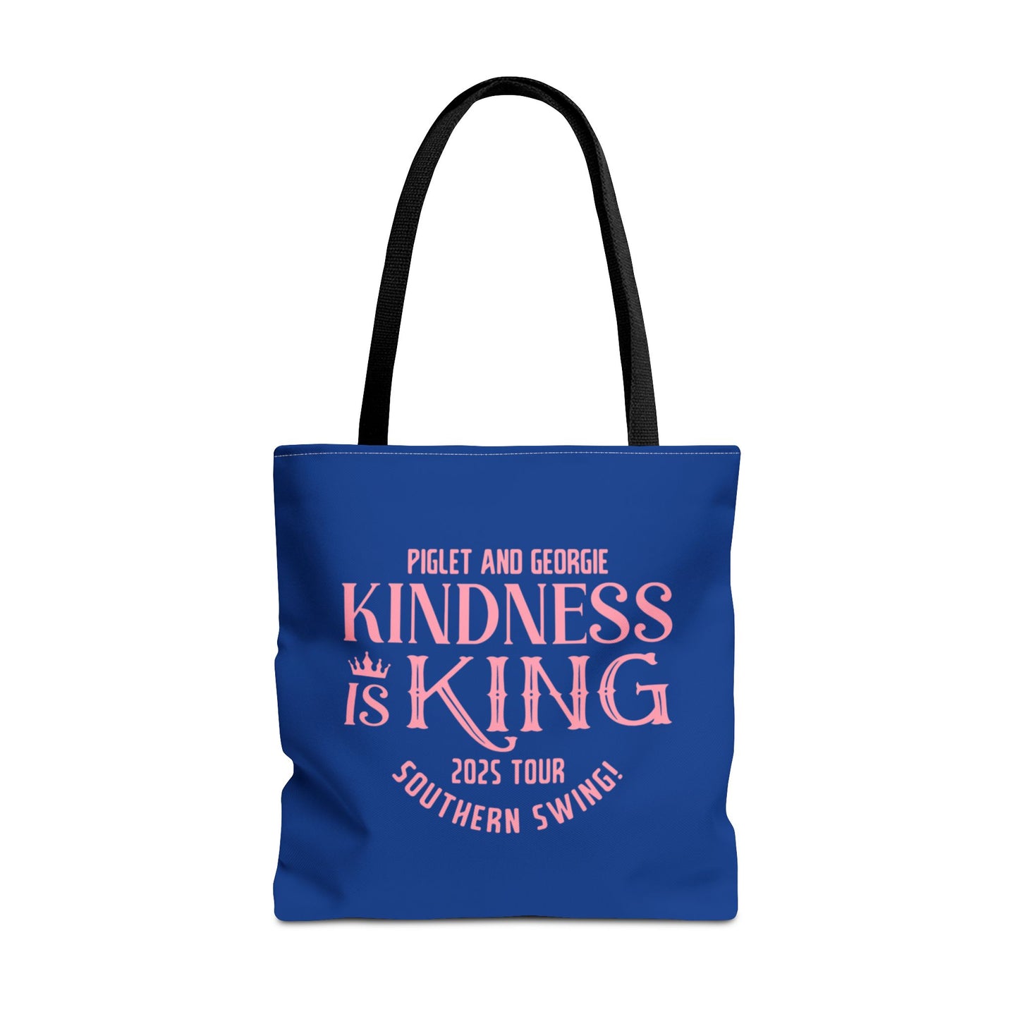 Kindness is King Southern Swing/Piglet Mindset Retro Tote Bag- Inspirational Blue Tote for Piglet Fans in the South!