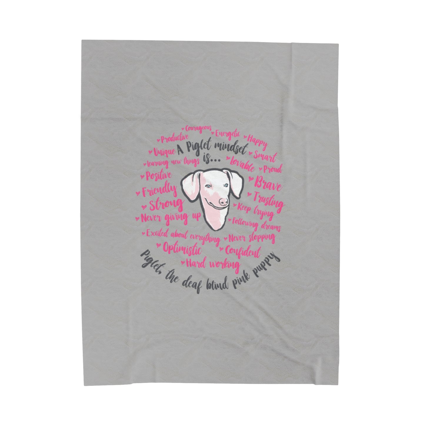 Vintage Piglet Mindset Gray Velveteen Plush Blanket