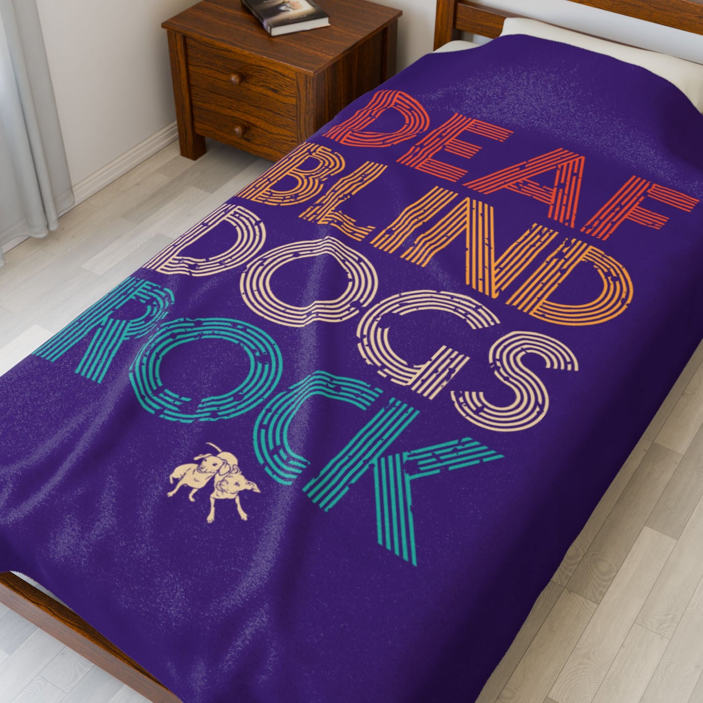 Deaf Blind Dogs Rock Plush Blanket | Perfect Gift for Dog Lovers | Cozy Home Decor | Animal Rescue Fundraiser