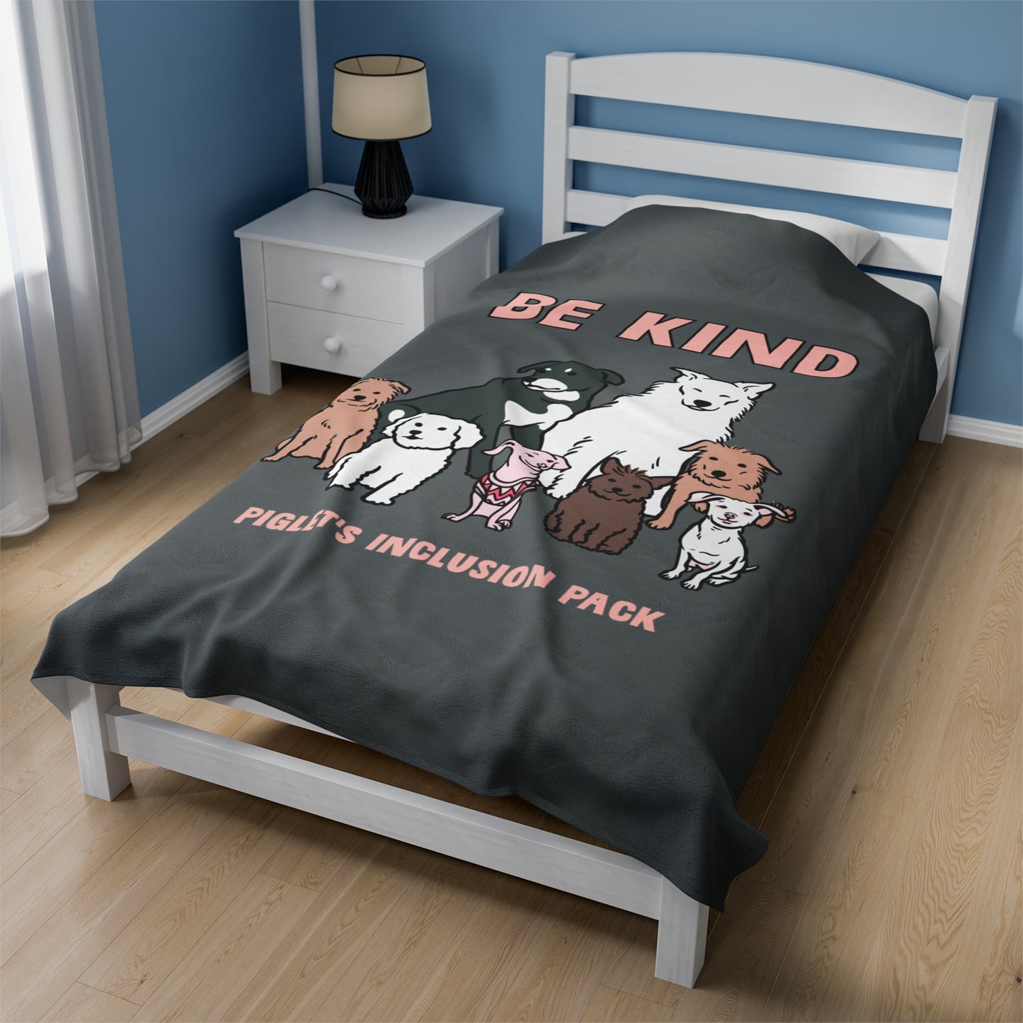 Piglet's Inclusion Pack Be Kind Gray Velveteen Plush Blanket