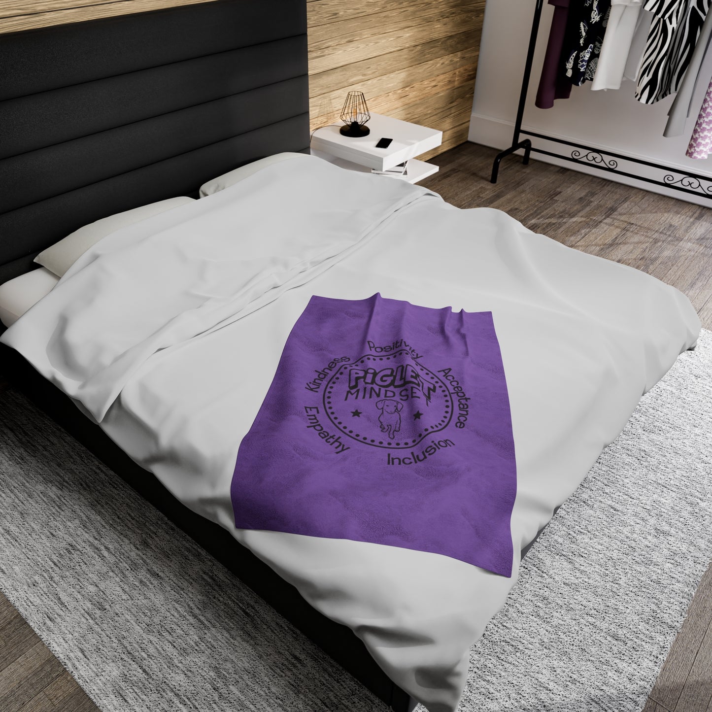 Piglet Mindset Retro Purple Velveteen Plush Blanket