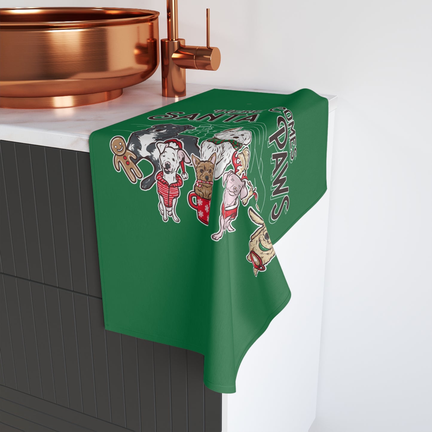 Christmas 'Here Comes Santa Paws' Hand Towel