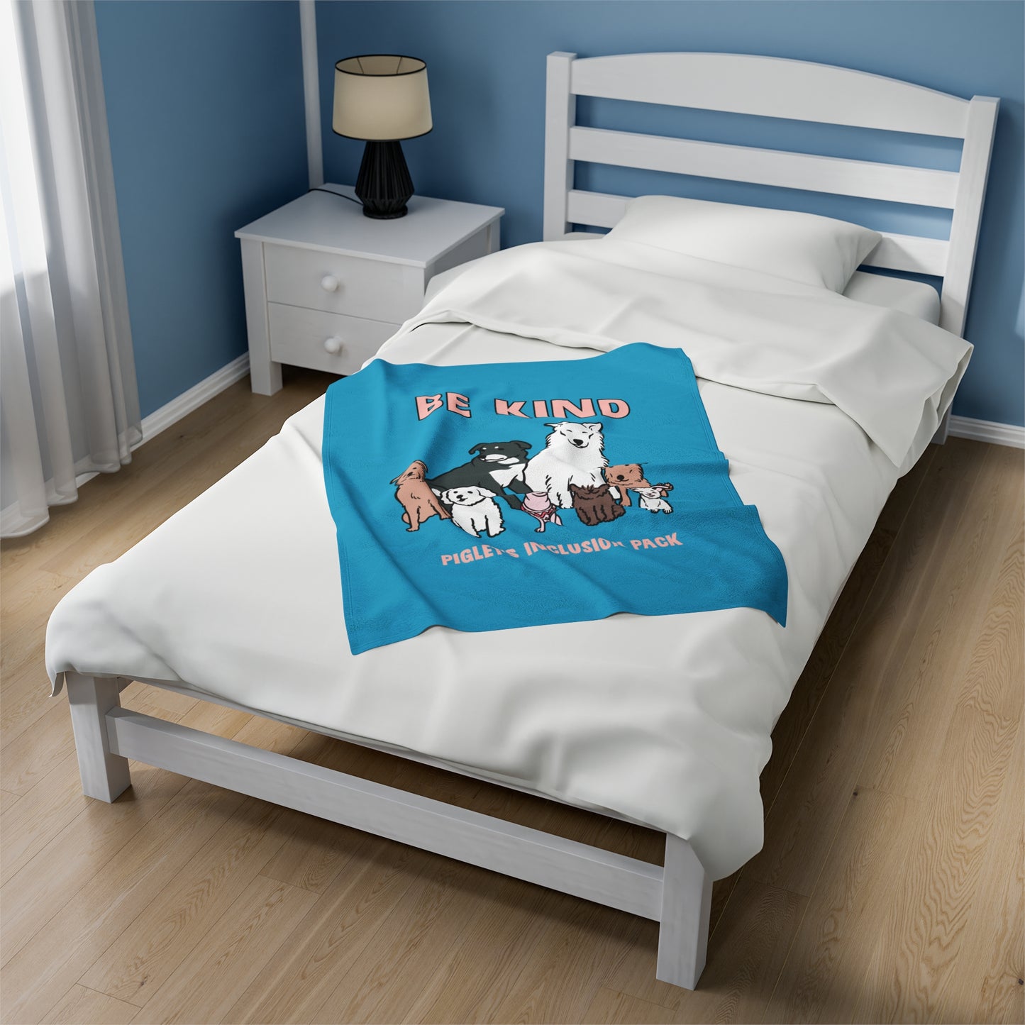 Piglet's Inclusion Pack Be Kind Turquoise Velveteen Plush Blanket