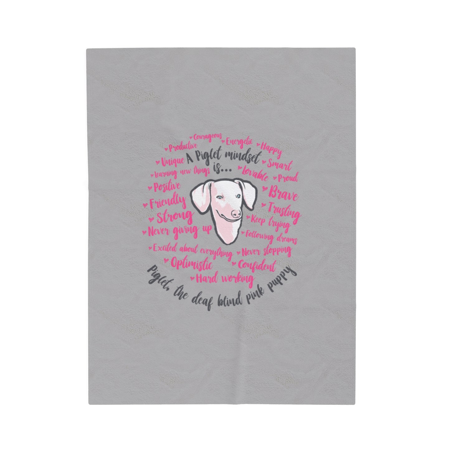 Vintage Piglet Mindset Gray Velveteen Plush Blanket