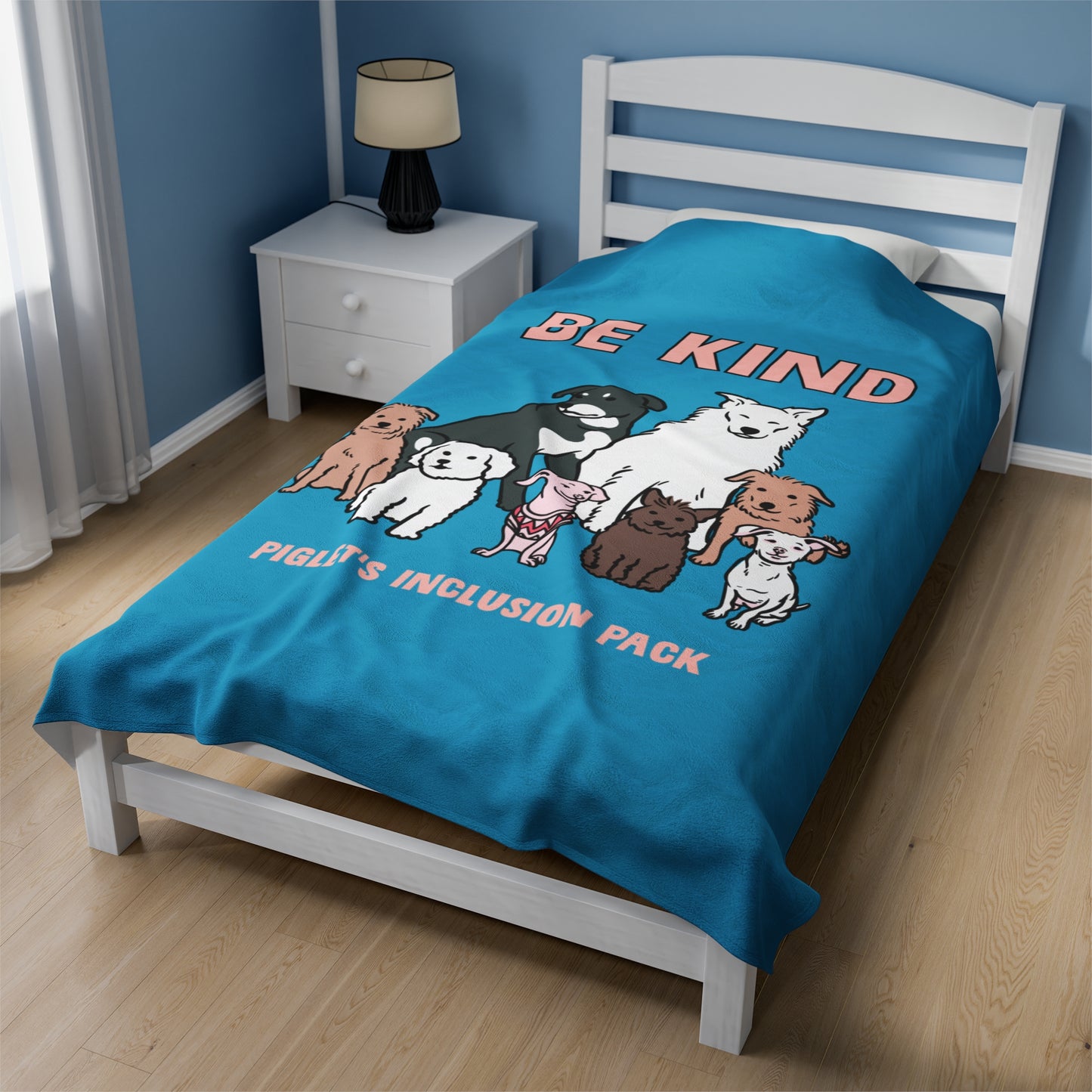 Piglet's Inclusion Pack Be Kind Turquoise Velveteen Plush Blanket