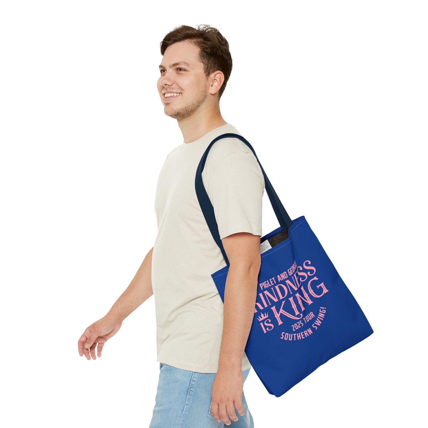 Kindness is King Southern Swing/Piglet Mindset Retro Tote Bag- Inspirational Blue Tote for Piglet Fans in the South!