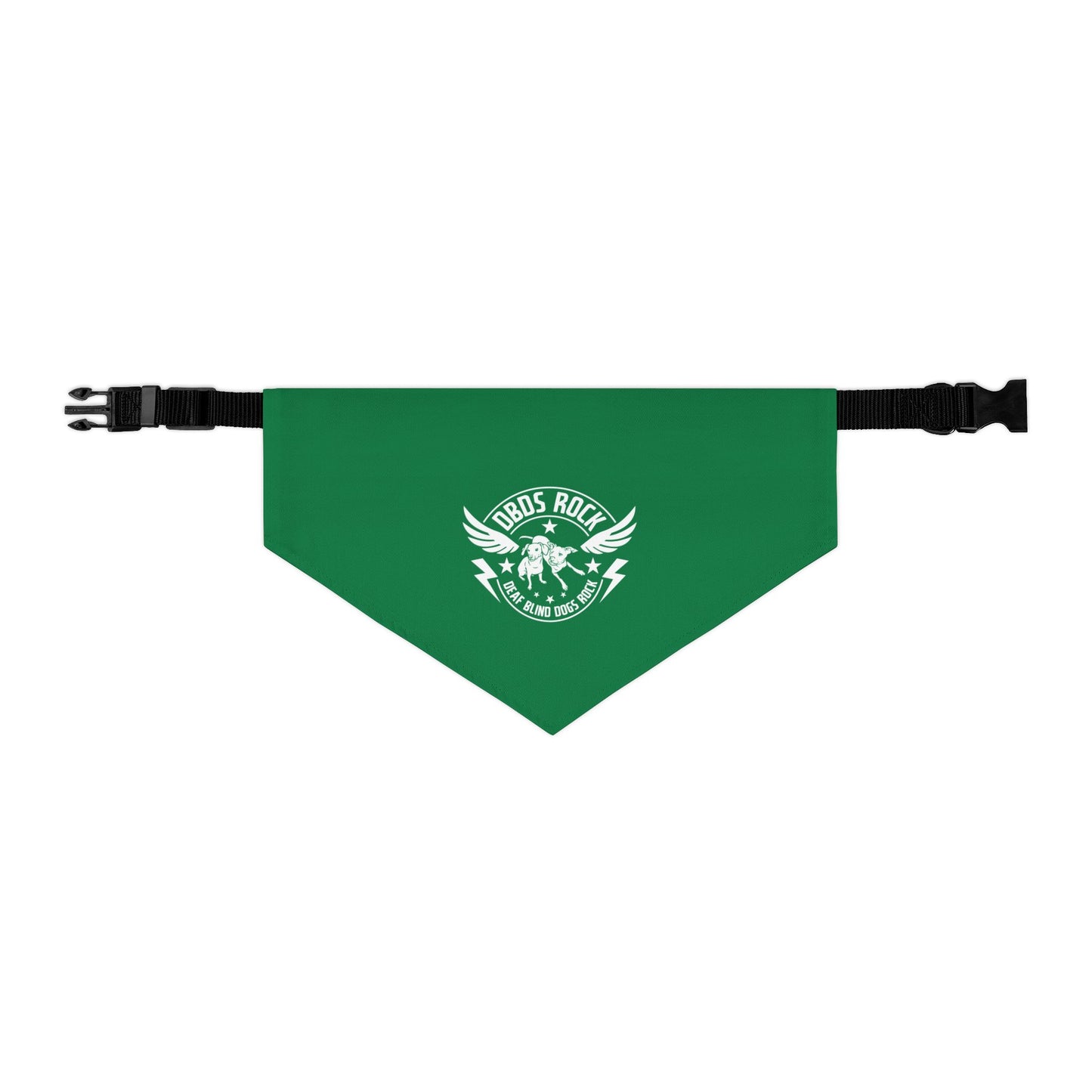 Green DBDR (Deaf Blind Dogs Rock) Bandana Collar - Stylish Dog Accessory for Celebrations, Holidays & Everyday Wear