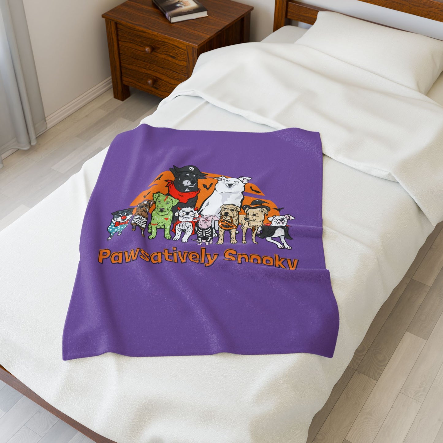 Piglet and Georgie's Happy Halloween Club Plush Blanket | Perfect Gift for Dog Lovers | Cozy Home Decor | Animal Rescue Fundraiser