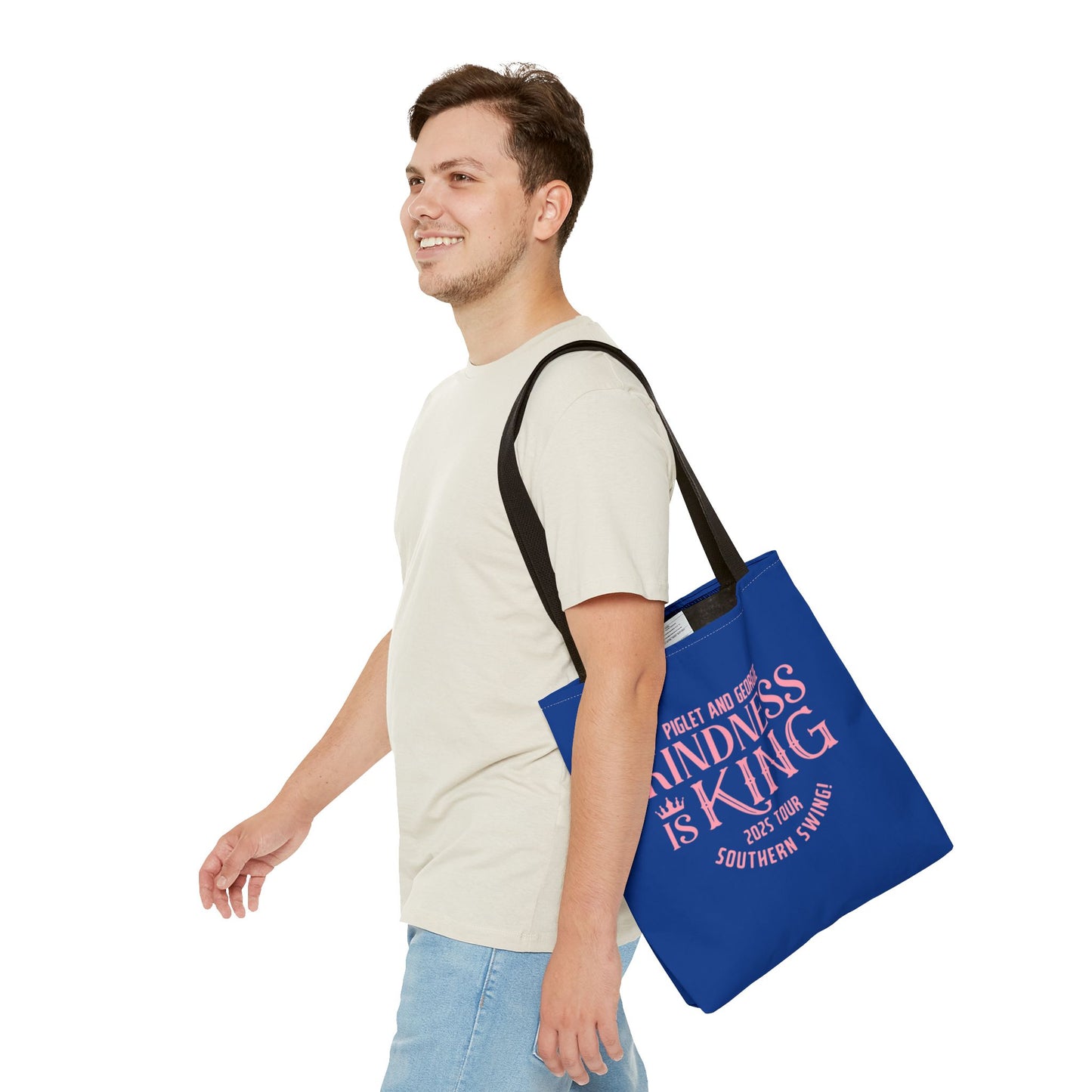 Kindness is King Southern Swing/Piglet Mindset Retro Tote Bag- Inspirational Blue Tote for Piglet Fans in the South!