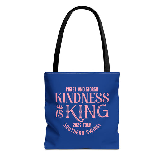 Kindness is King Southern Swing/Piglet Mindset Retro Tote Bag- Inspirational Blue Tote for Piglet Fans in the South!