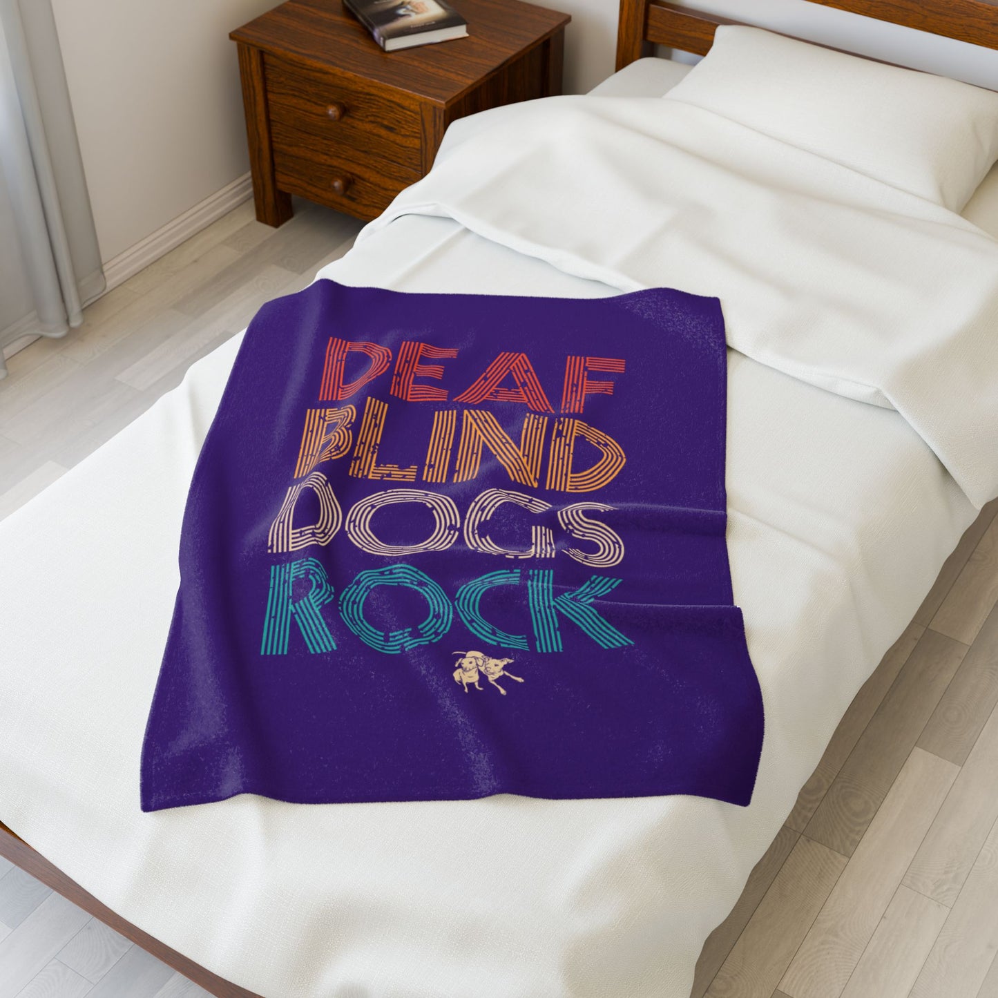 Deaf Blind Dogs Rock Plush Blanket | Perfect Gift for Dog Lovers | Cozy Home Decor | Animal Rescue Fundraiser