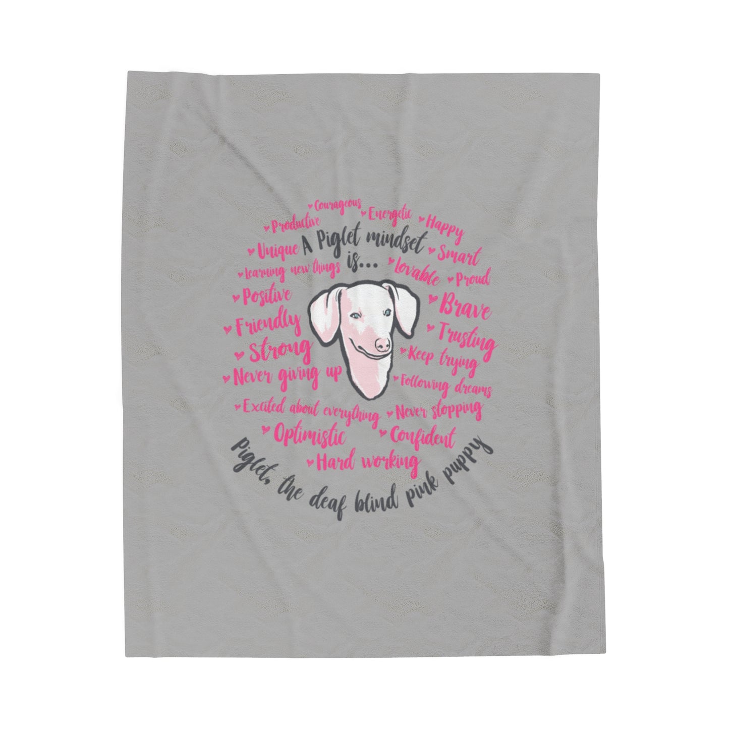 Vintage Piglet Mindset Gray Velveteen Plush Blanket