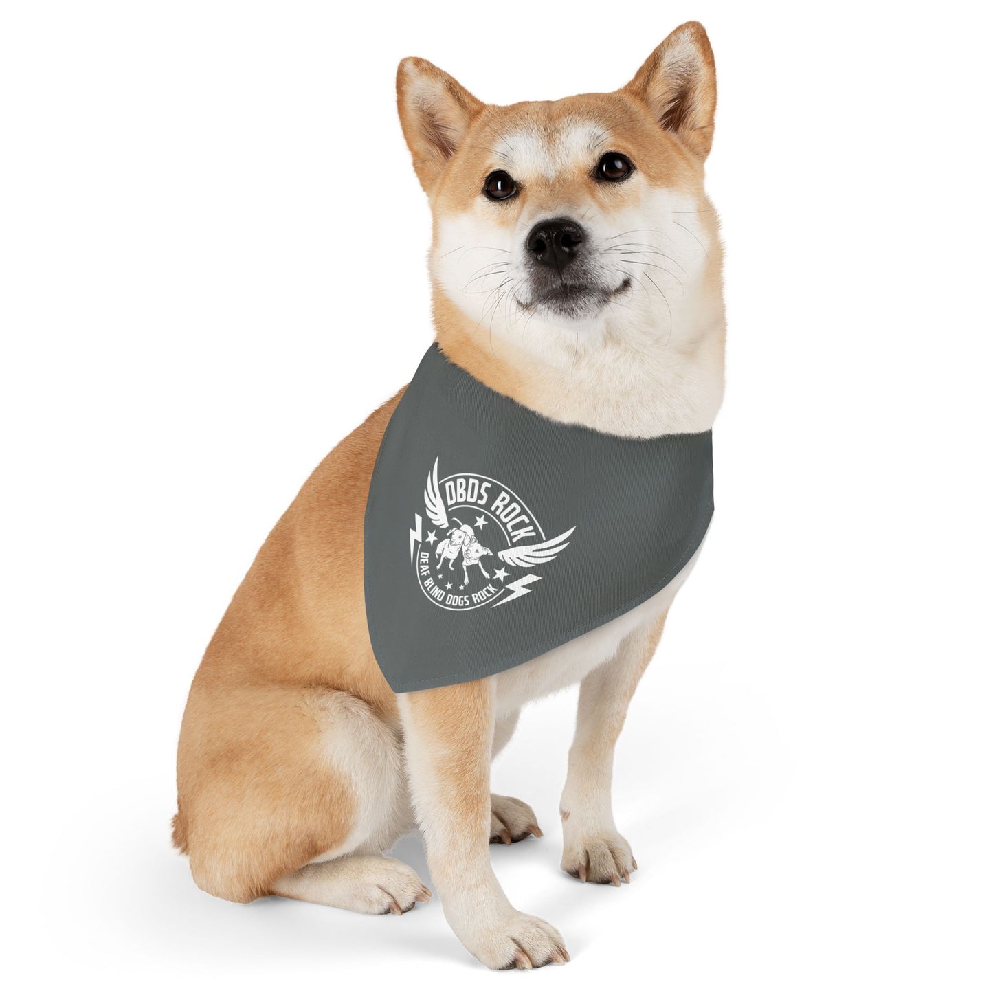 Gray DBDR Pet Bandana Collar - for the DeafBlind dog in your life!