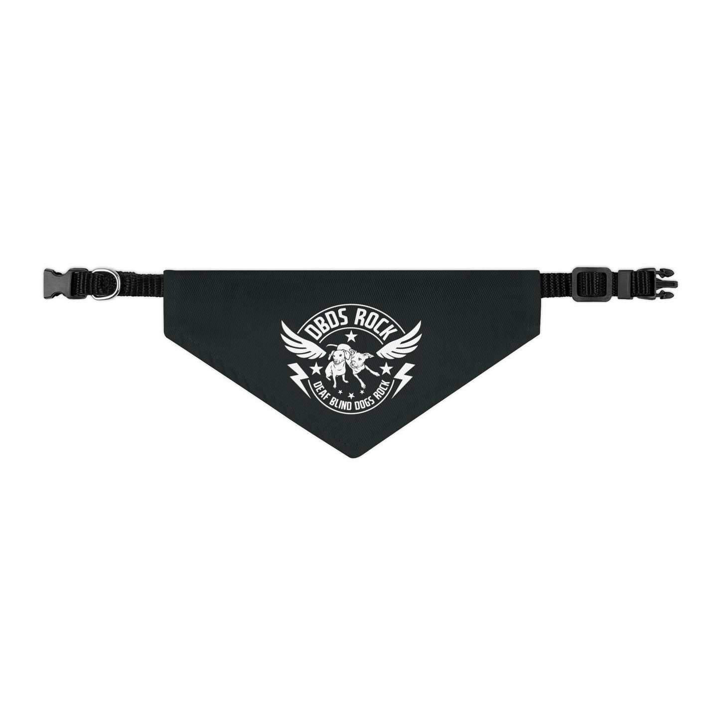 Black DBDR Pet Bandana Collar - for the DeafBlind dog in your life!