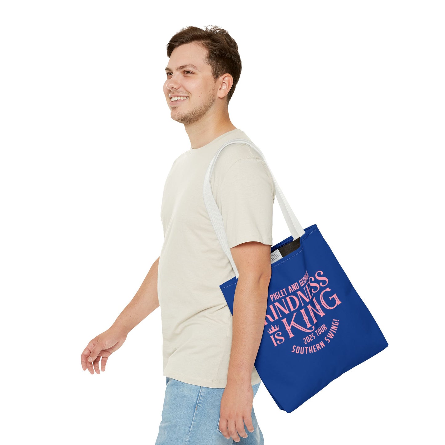 Kindness is King Southern Swing/Piglet Mindset Retro Tote Bag- Inspirational Blue Tote for Piglet Fans in the South!