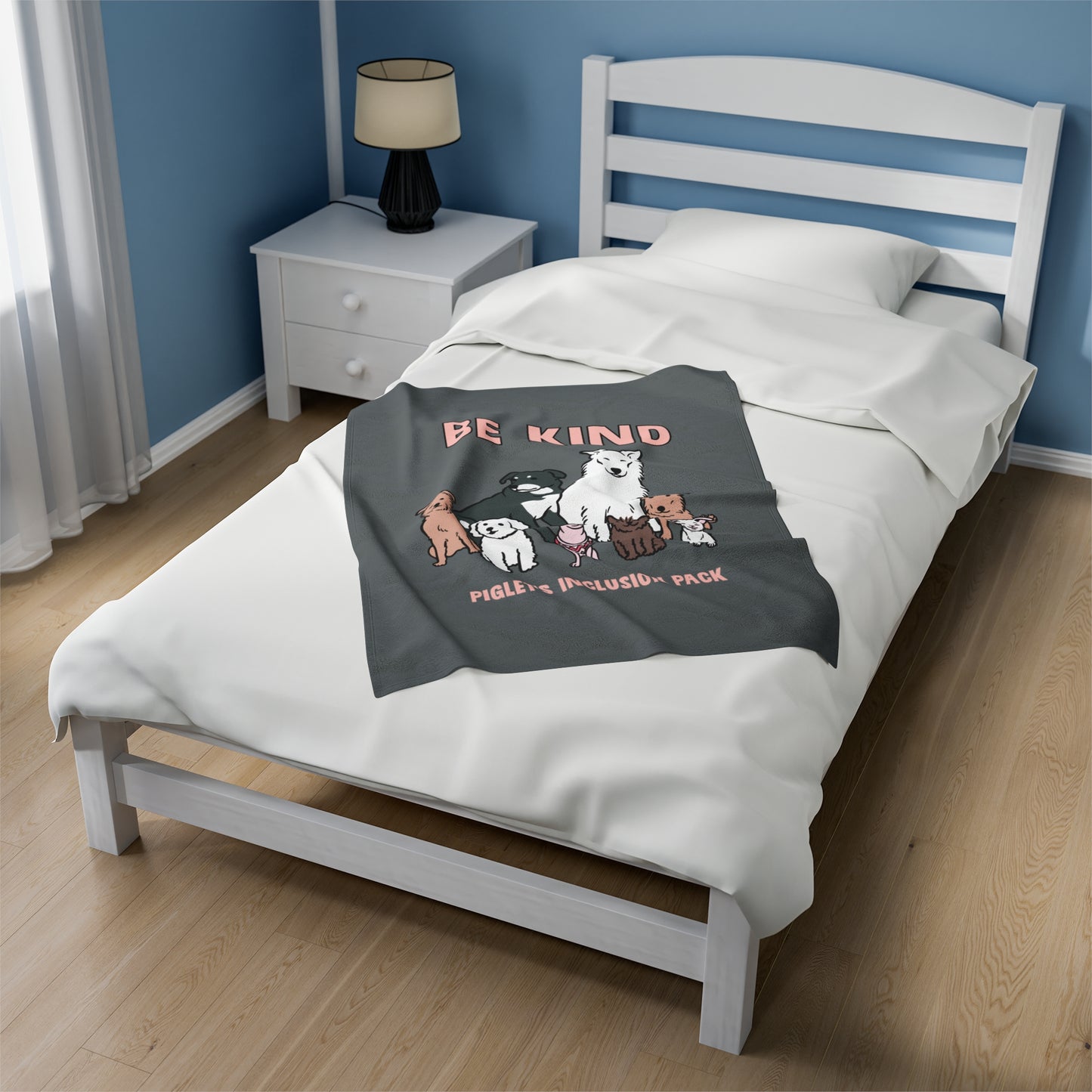 Piglet's Inclusion Pack Be Kind Gray Velveteen Plush Blanket