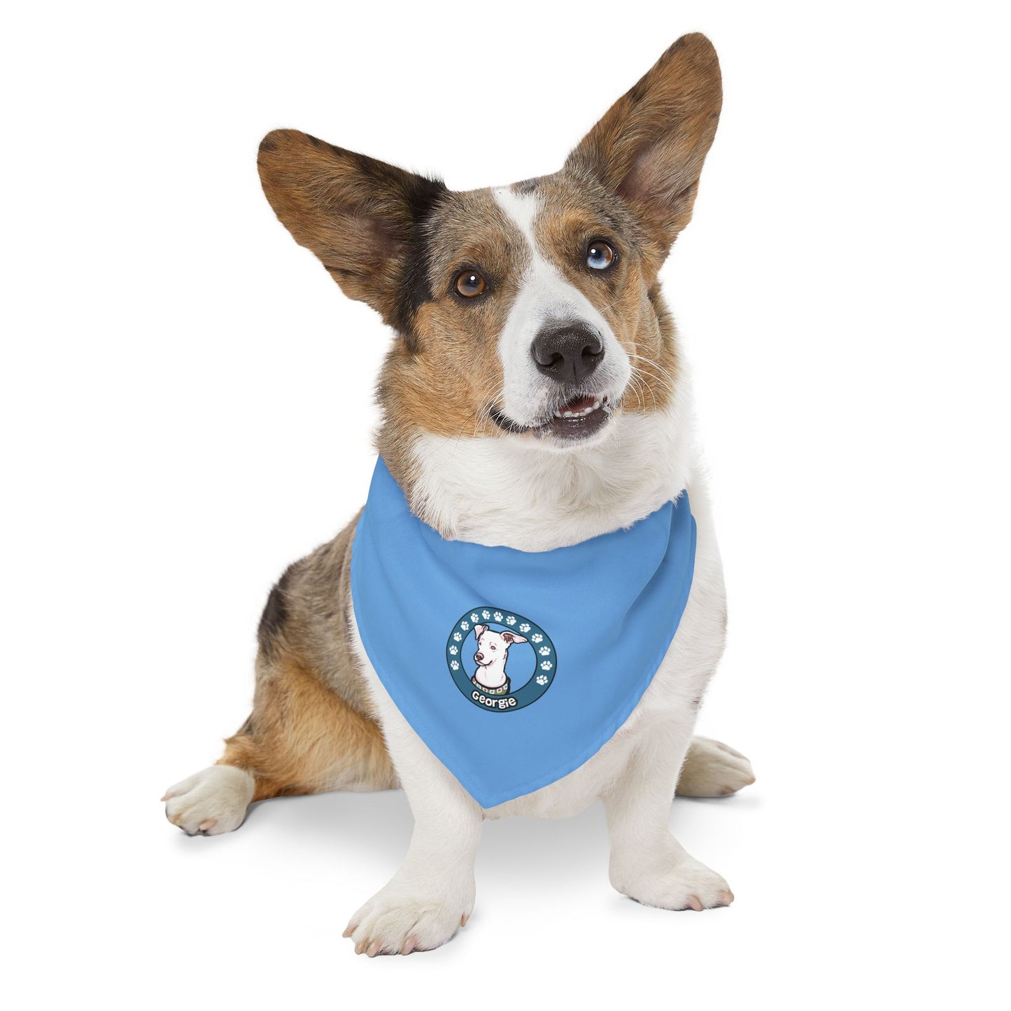 Blue Georgie Pet Bandana Collar - Stylish Dog Accessory for Celebrations, Holidays & Everyday Wear
