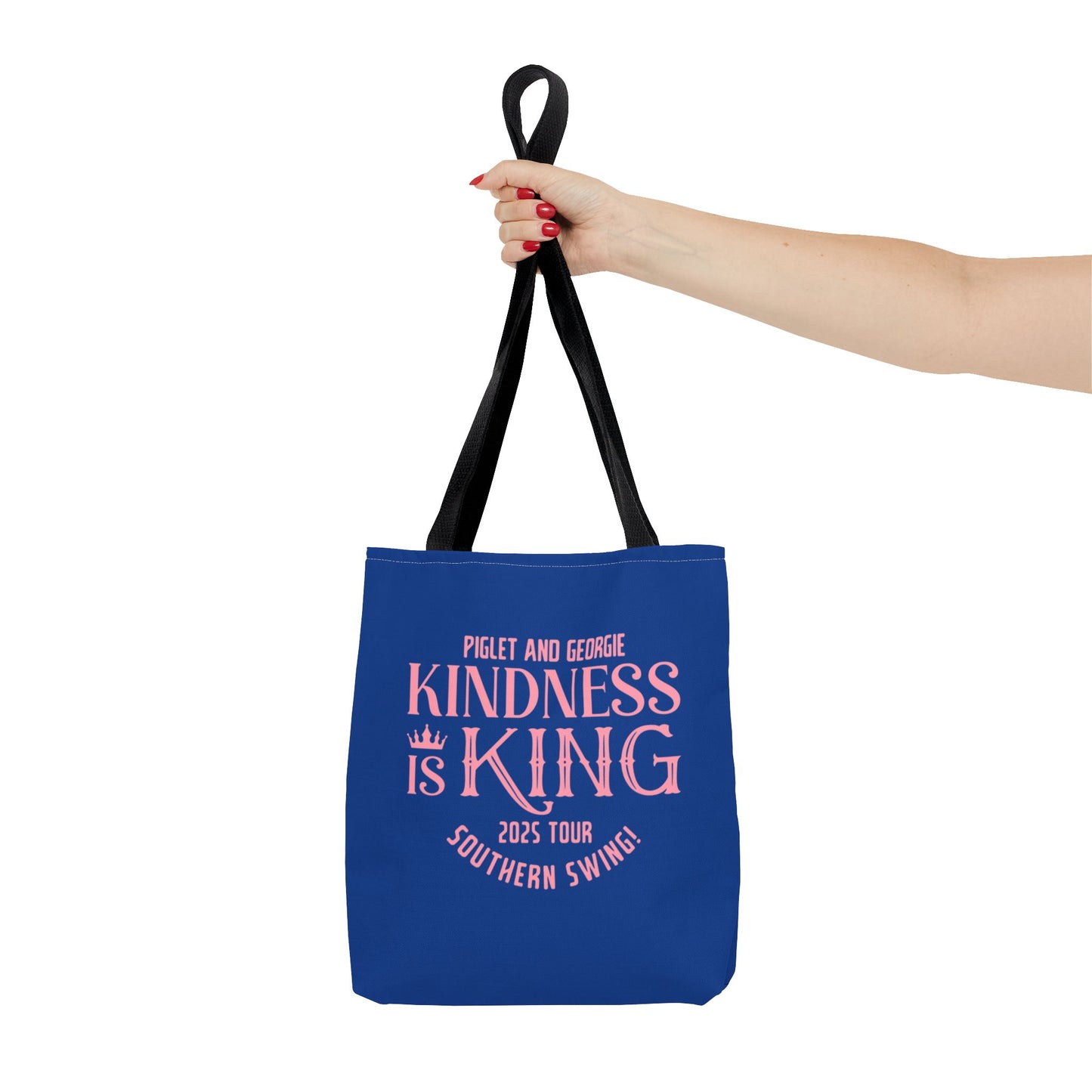 Kindness is King Southern Swing/Piglet Mindset Retro Tote Bag- Inspirational Blue Tote for Piglet Fans in the South!