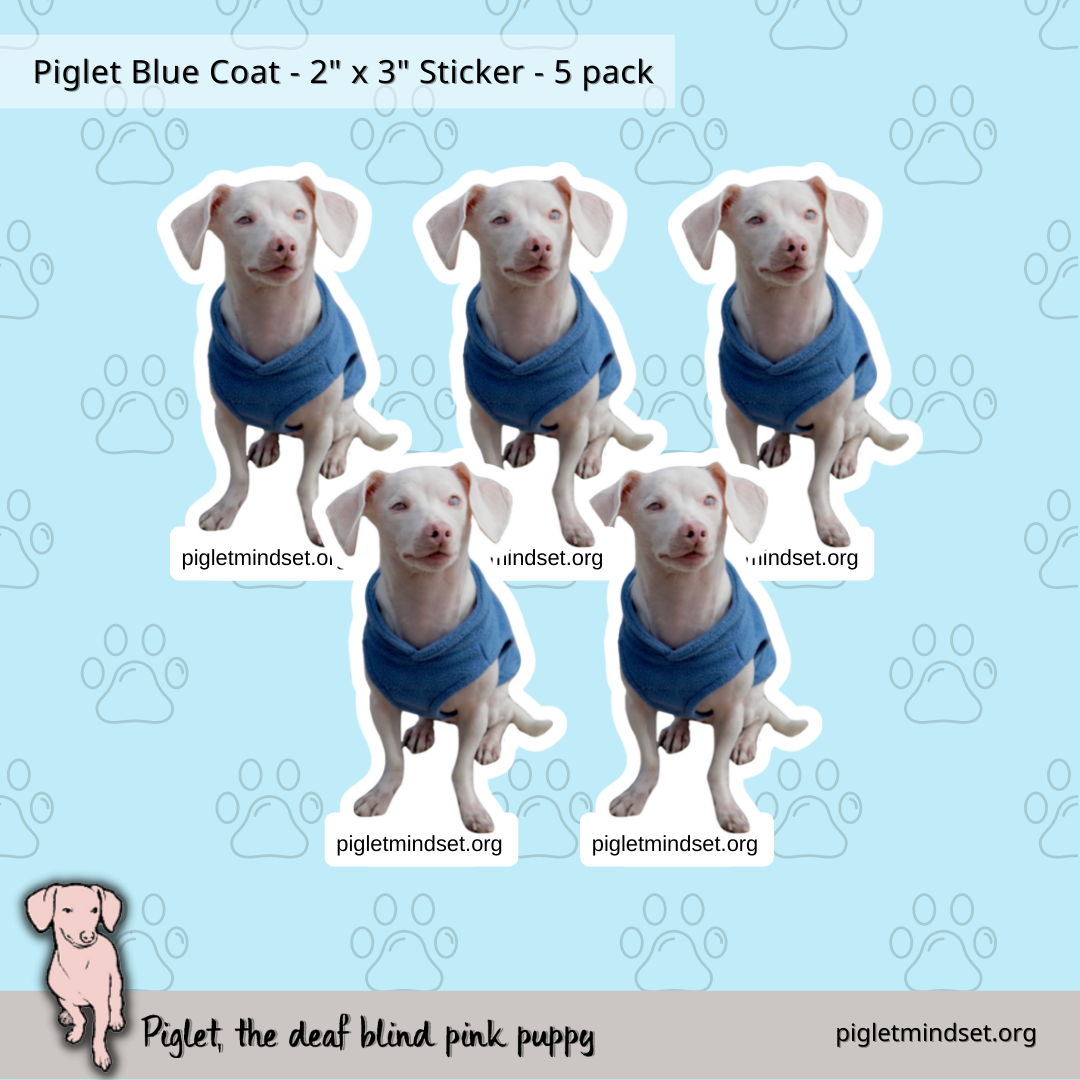 Piglet Blue Coat - 2" x 3" Sticker