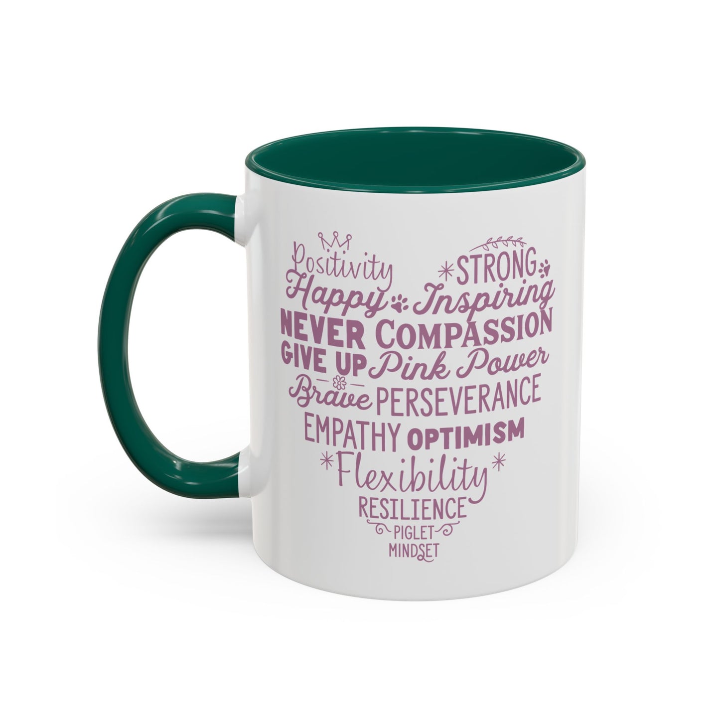 Inspirational Piglet Mindset Heart Mug — Encouraging Words Coffee Cup (11oz & 15oz)