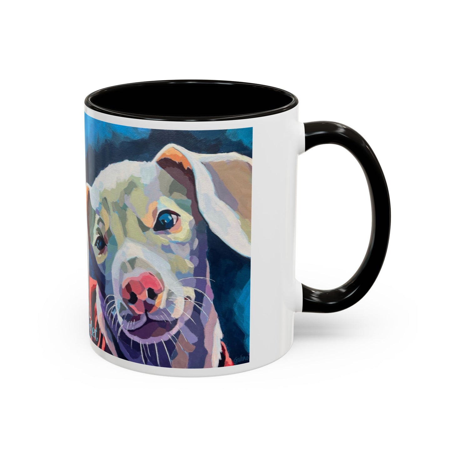 Colorful Piglet the Dog Portrait Mug (11oz & 15oz) — Vibrant Canine Art Coffee Cup