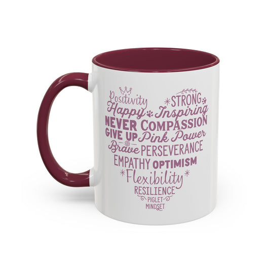 Inspirational Piglet Mindset Heart Mug — Encouraging Words Coffee Cup (11oz & 15oz)