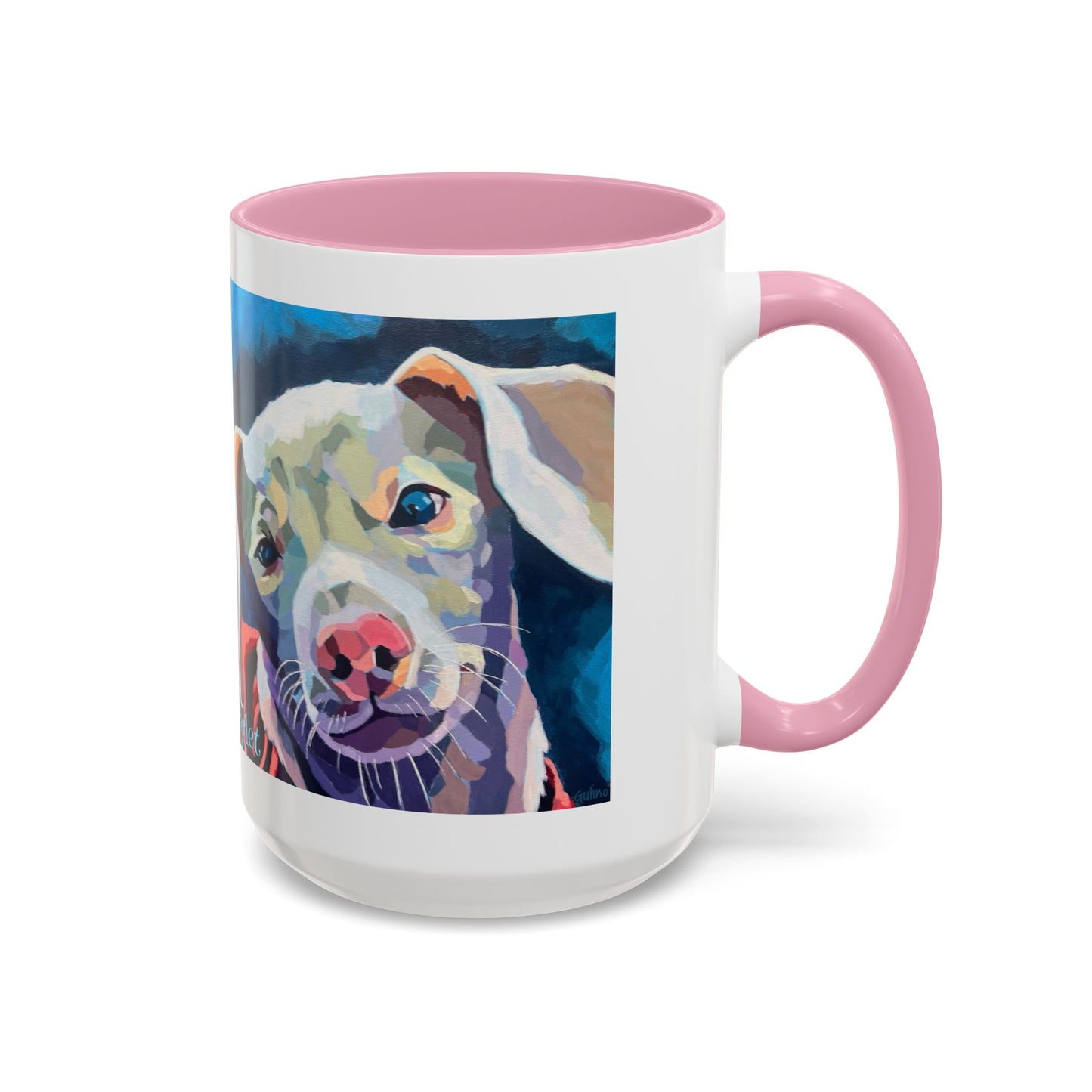 Colorful Piglet the Dog Portrait Mug (11oz & 15oz) — Vibrant Canine Art Coffee Cup