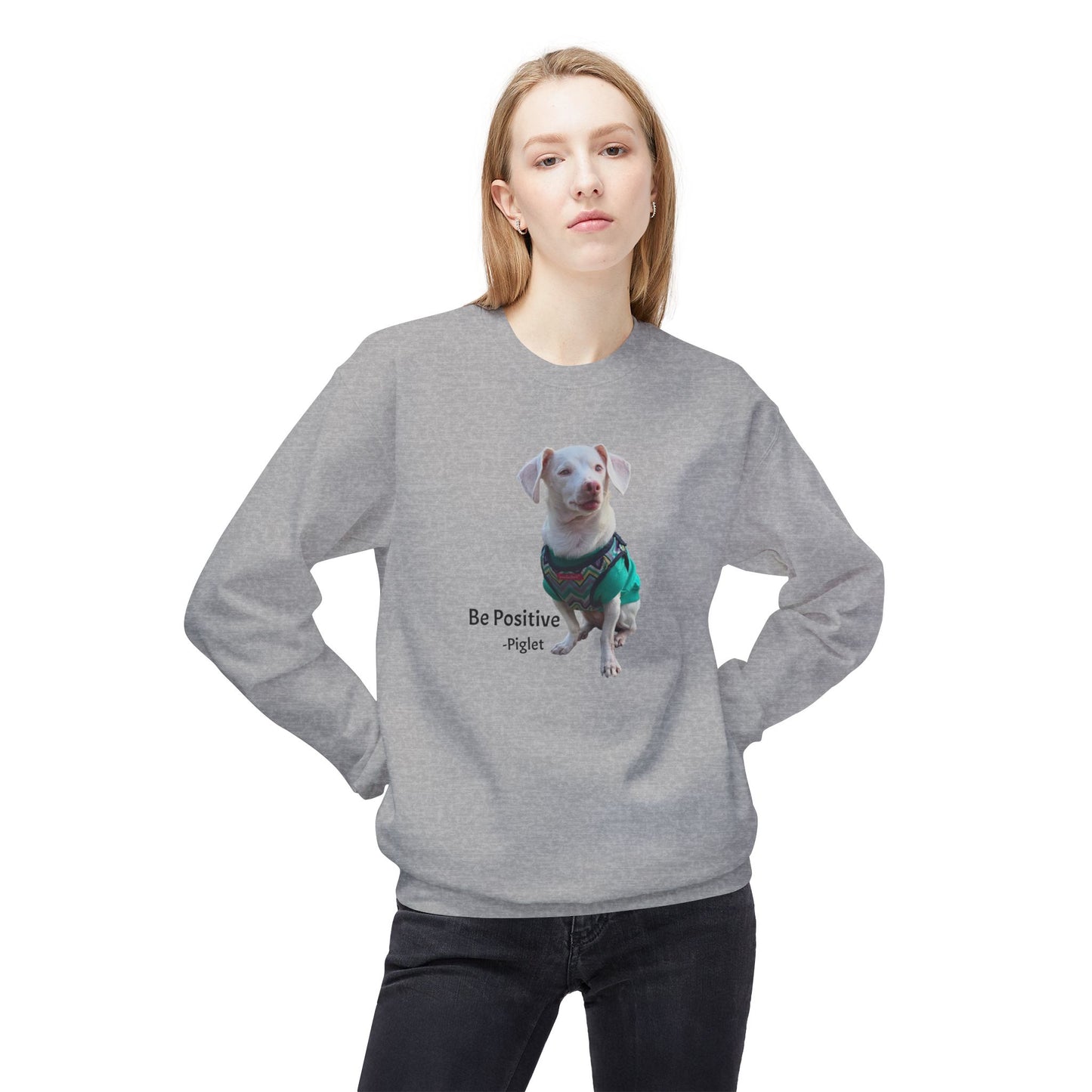 Piglet Be Positive Unisex Midweight Softstyle Fleece Crewneck Sweatshirt