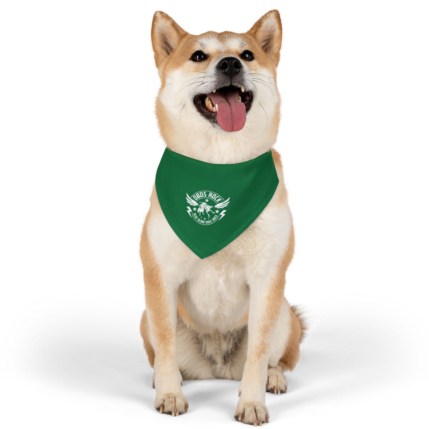 Green DBDR (Deaf Blind Dogs Rock) Bandana Collar - Stylish Dog Accessory for Celebrations, Holidays & Everyday Wear