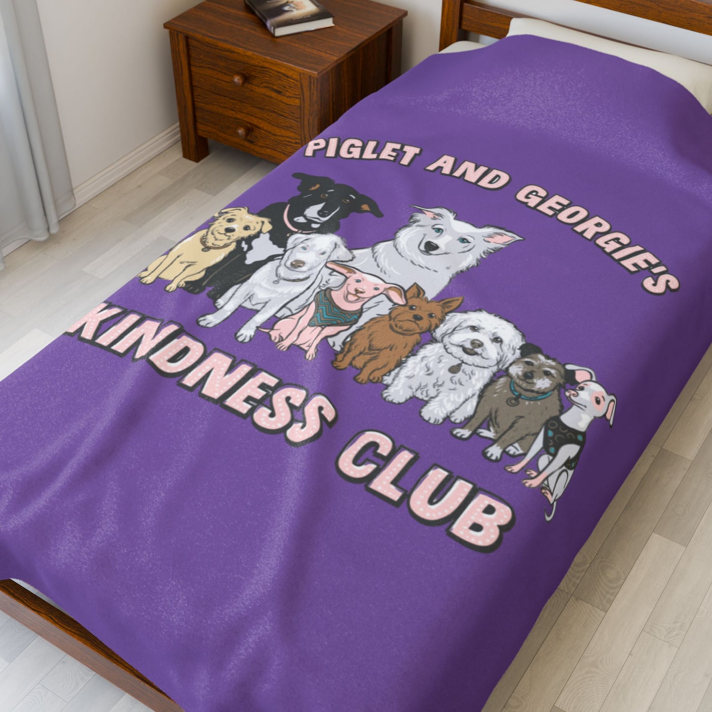 Piglet and Georgie's Kindness Club Plush Blanket | Perfect Gift for Dog Lovers | Cozy Home Decor | Animal Rescue Fundraiser