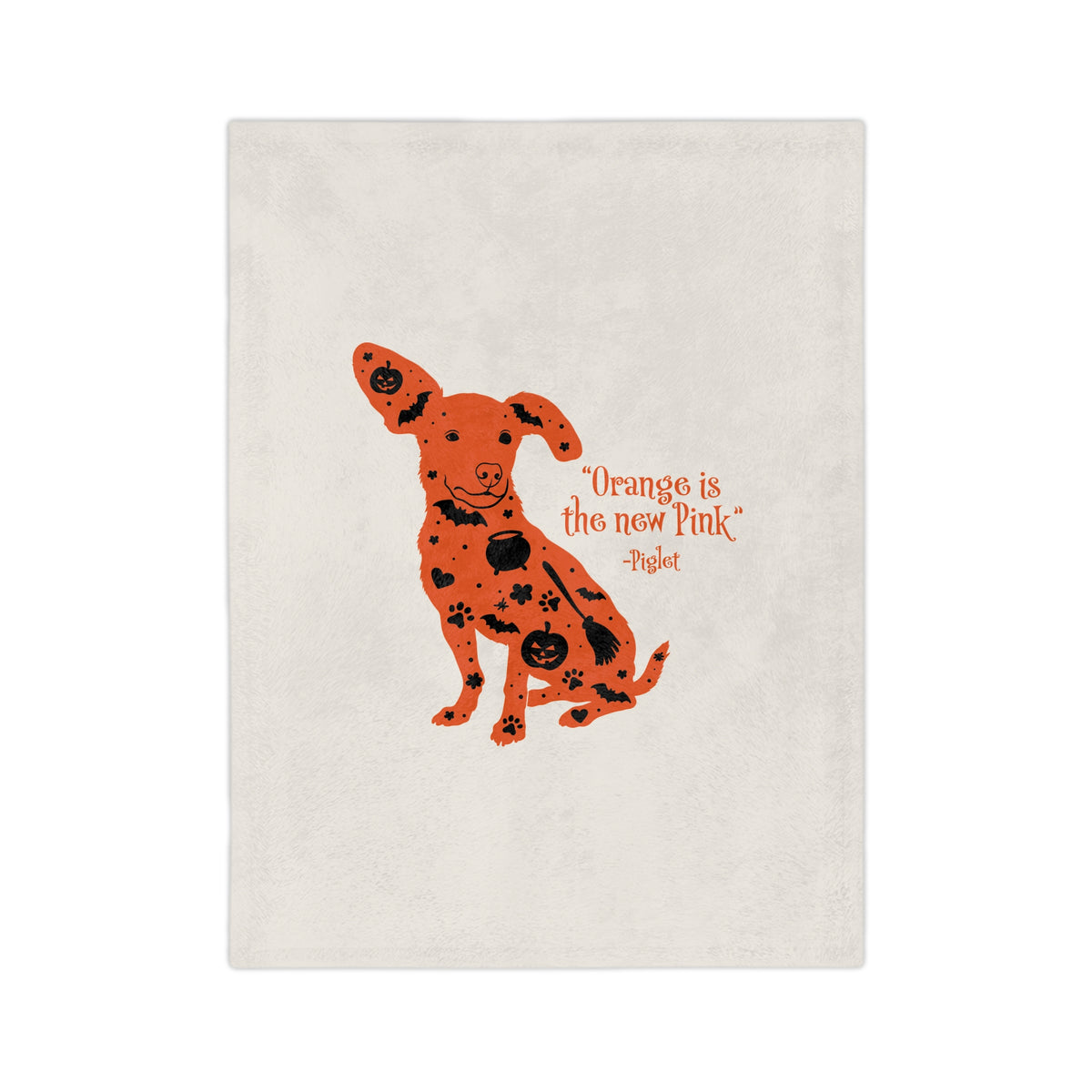 Piglet Halloween Blanket — “Orange is the new Pink” Velveteen Throw