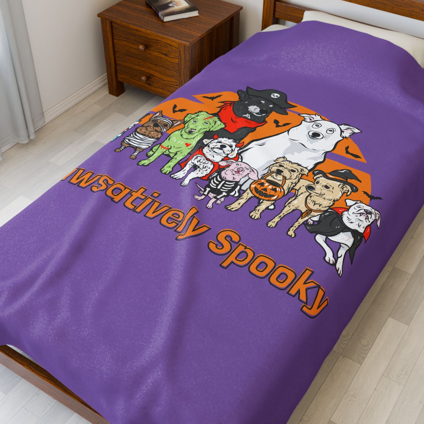 Piglet and Georgie's Happy Halloween Club Plush Blanket | Perfect Gift for Dog Lovers | Cozy Home Decor | Animal Rescue Fundraiser
