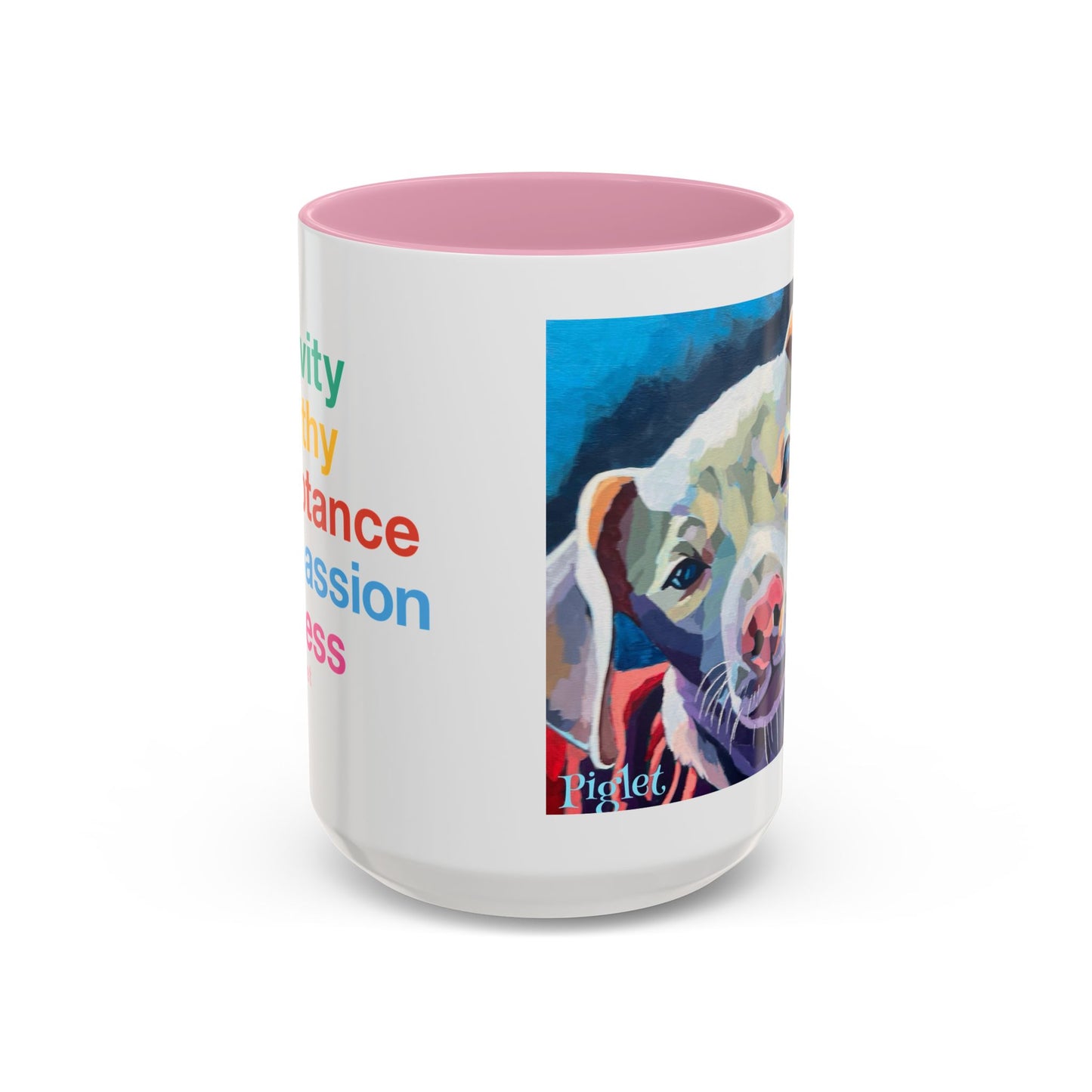 Colorful Piglet the Dog Portrait Mug (11oz & 15oz) — Vibrant Canine Art Coffee Cup