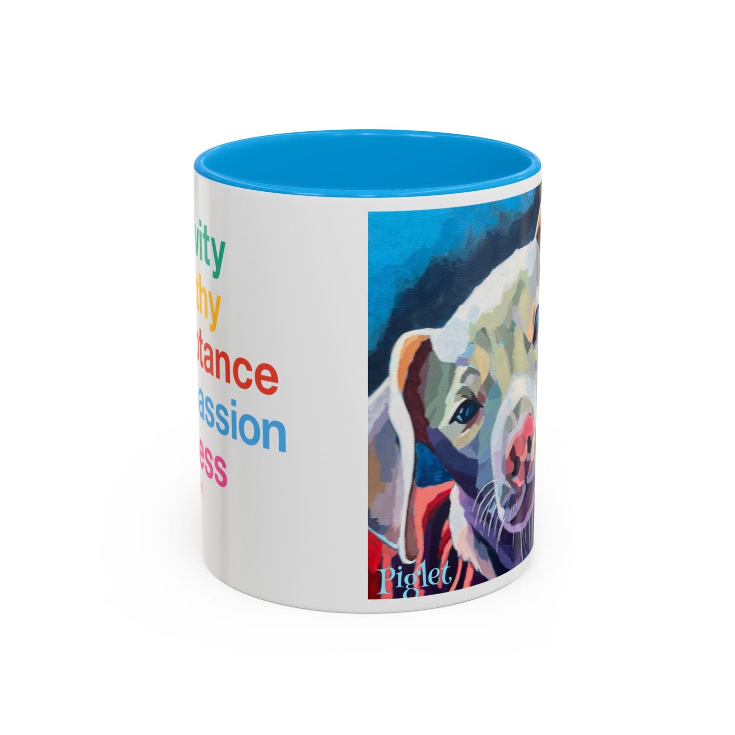 Colorful Piglet the Dog Portrait Mug (11oz & 15oz) — Vibrant Canine Art Coffee Cup