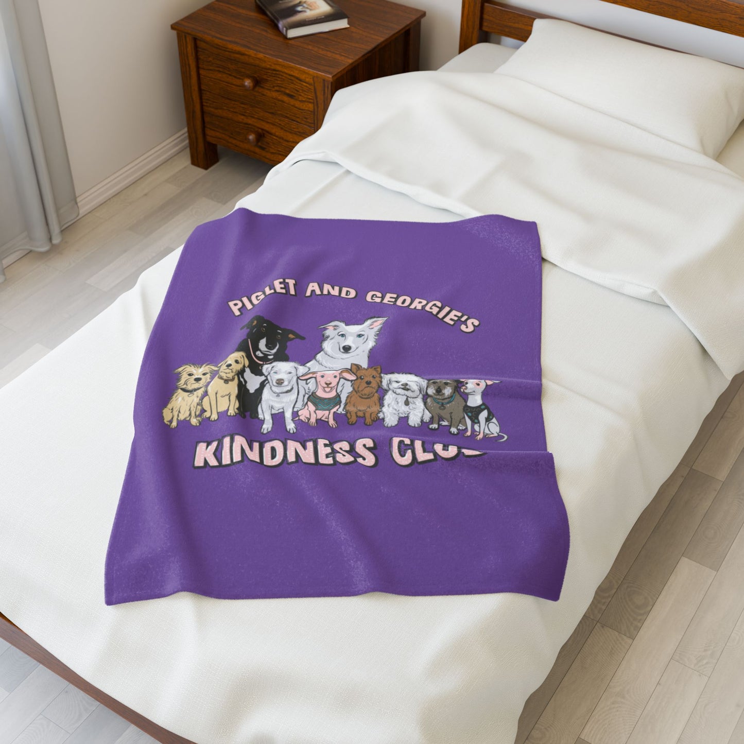 Piglet and Georgie's Kindness Club Plush Blanket | Perfect Gift for Dog Lovers | Cozy Home Decor | Animal Rescue Fundraiser