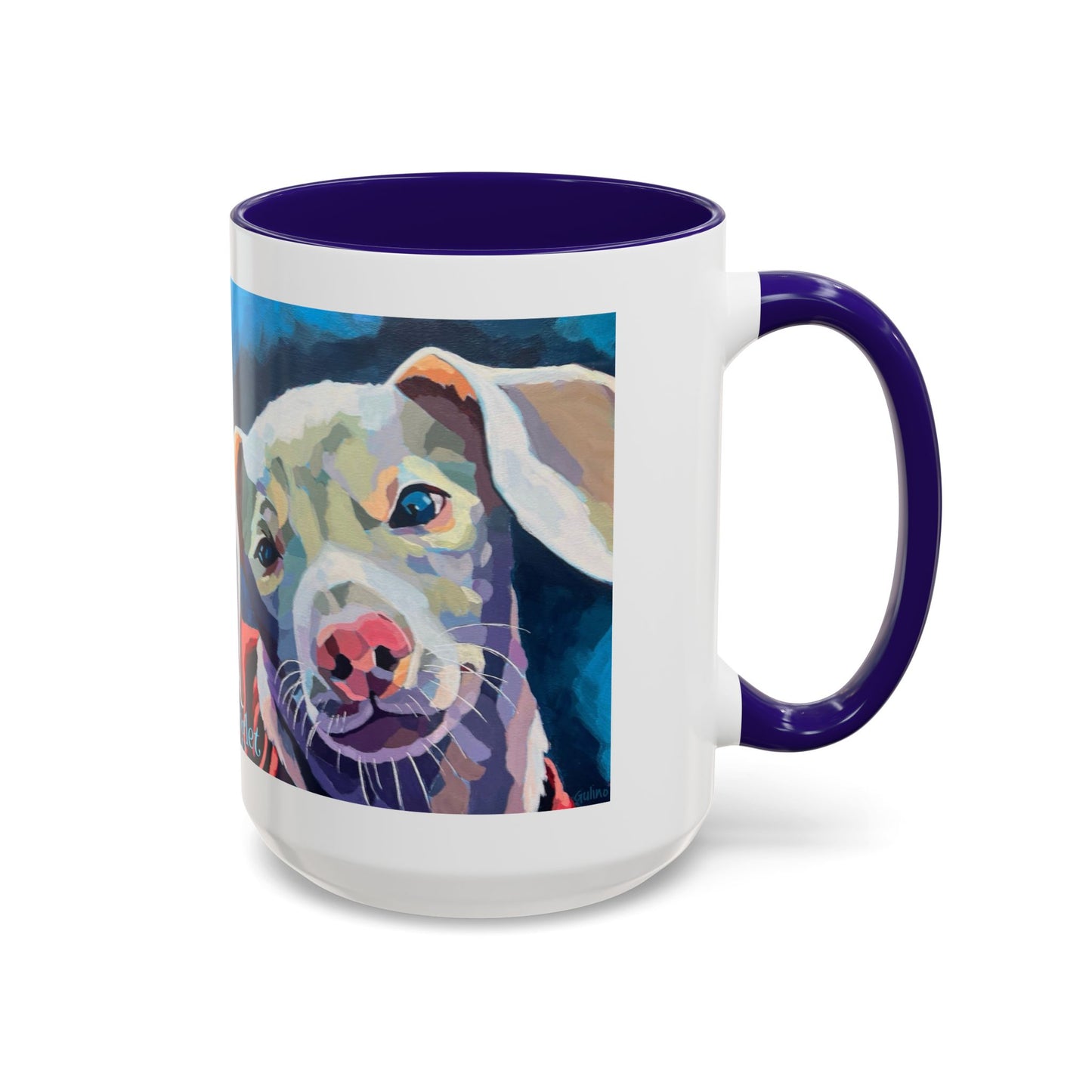Colorful Piglet the Dog Portrait Mug (11oz & 15oz) — Vibrant Canine Art Coffee Cup