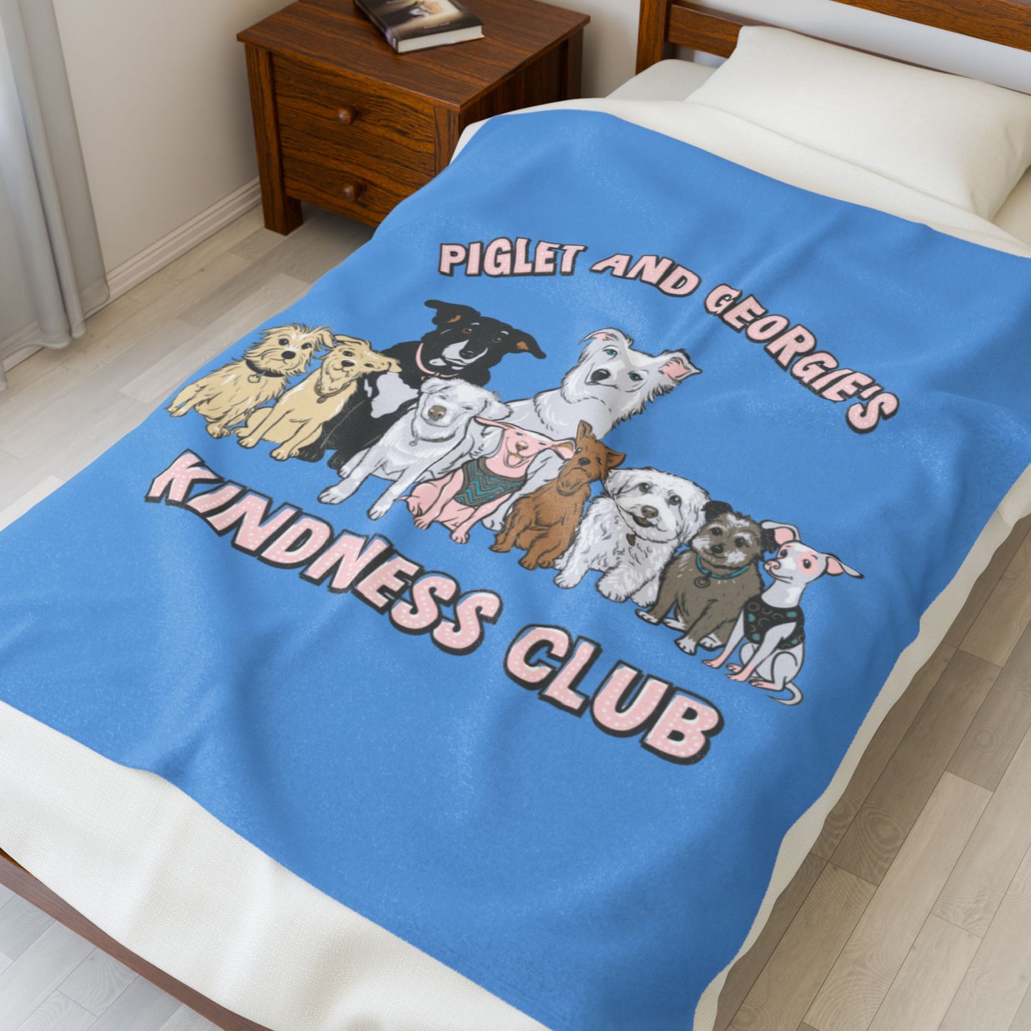 Piglet and Georgie's Kindness Club Plush Blanket | Perfect Gift for Dog Lovers | Cozy Home Decor | Animal Rescue Fundraiser