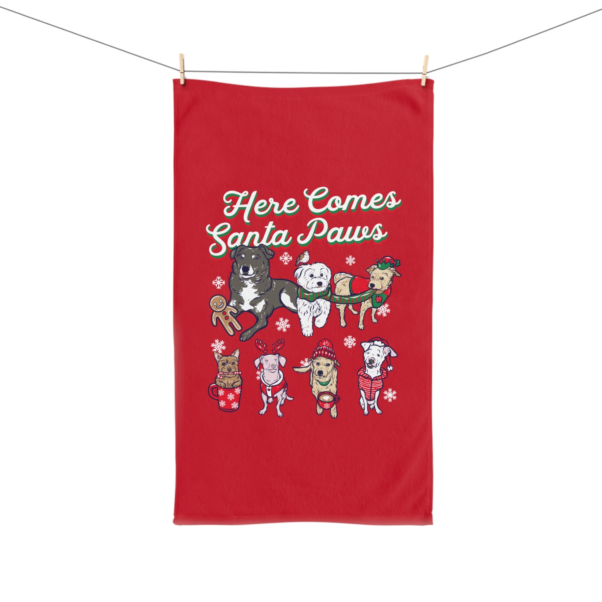 Christmas 'Here Comes Santa Paws' Hand Towel - Thumbnail 3