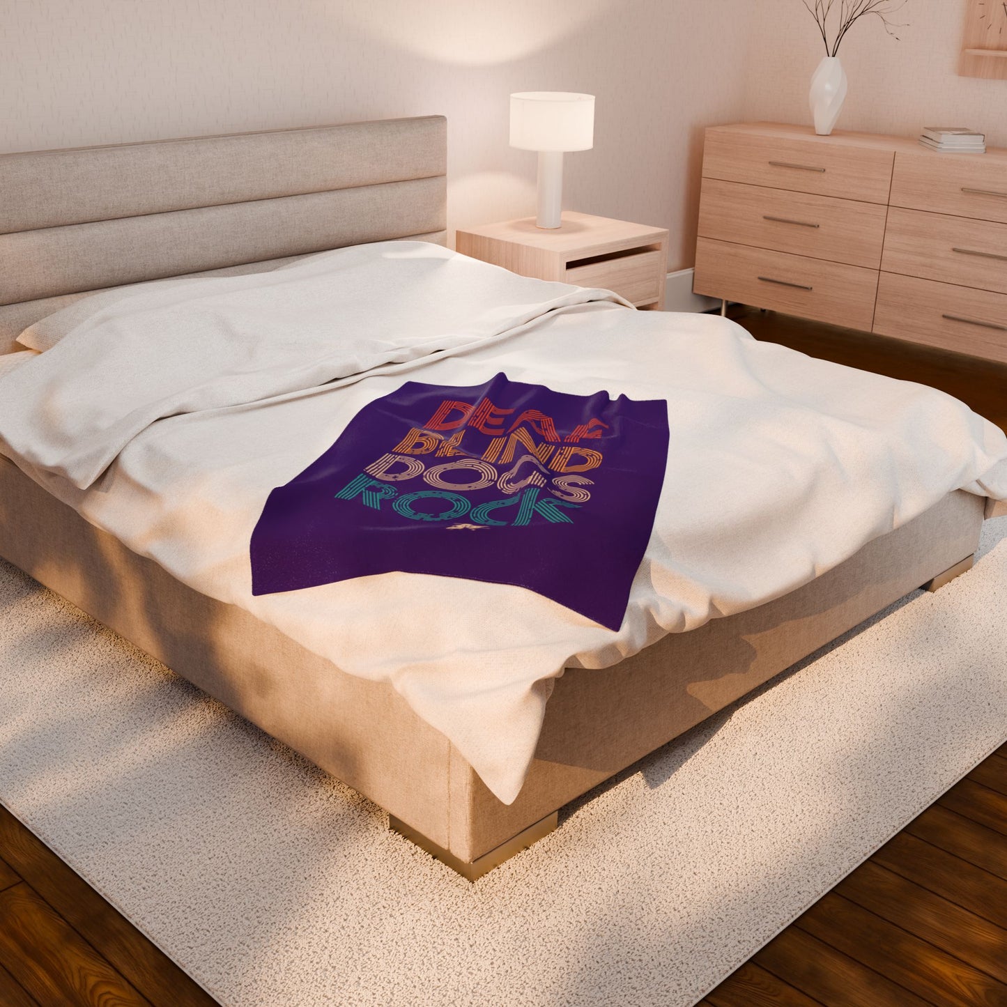 Deaf Blind Dogs Rock Plush Blanket | Perfect Gift for Dog Lovers | Cozy Home Decor | Animal Rescue Fundraiser