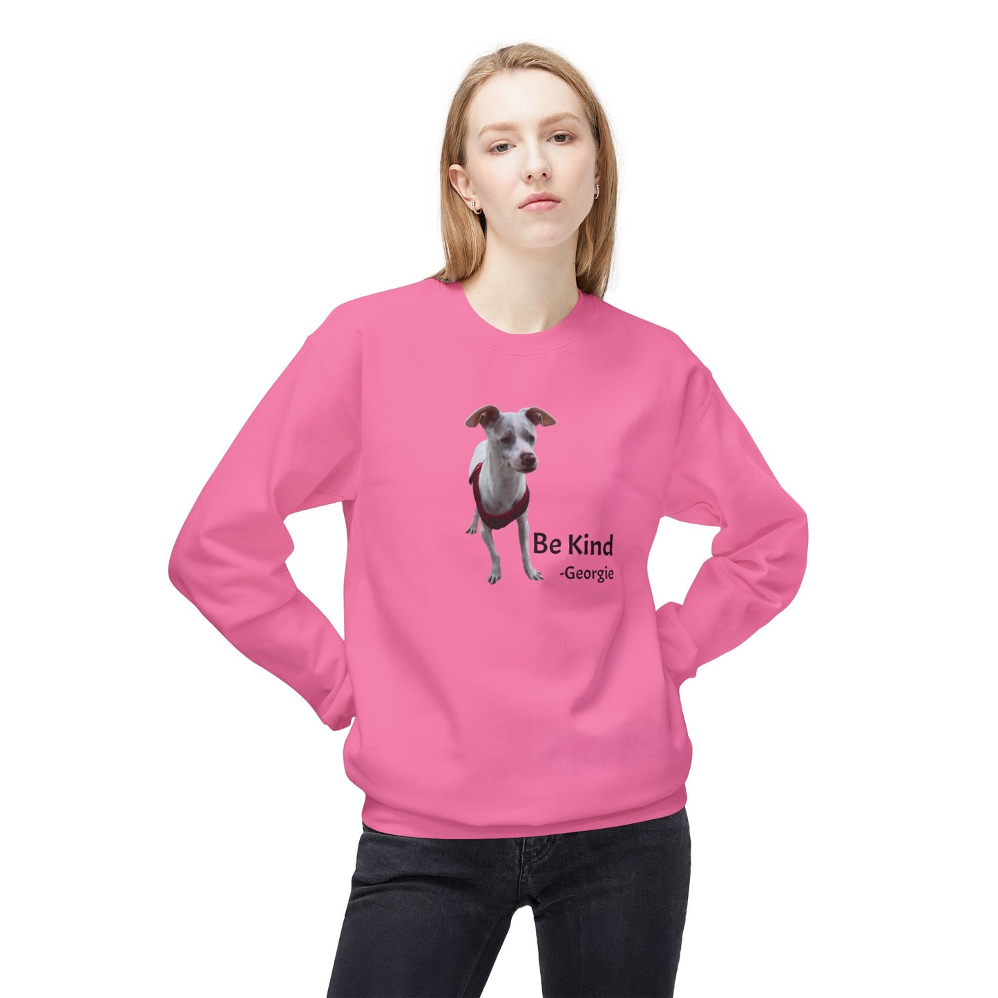 Georgie Be Kind Unisex Midweight Softstyle Fleece Crewneck Sweatshirt