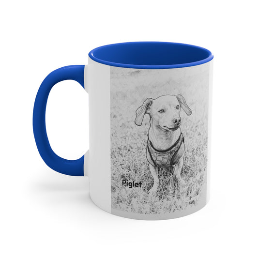 Be Kind Piglet the Dog Photo Accent Mug — Personalized "Piglet" Pet Portrait Coffee Cup