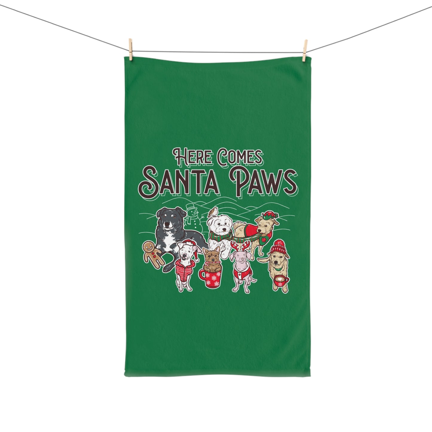 Christmas 'Here Comes Santa Paws' Hand Towel