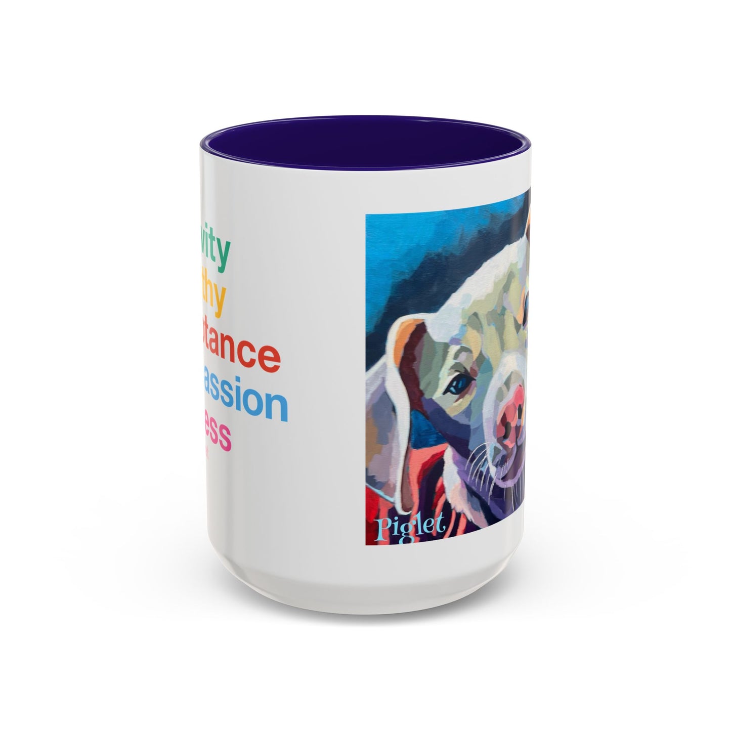 Colorful Piglet the Dog Portrait Mug (11oz & 15oz) — Vibrant Canine Art Coffee Cup